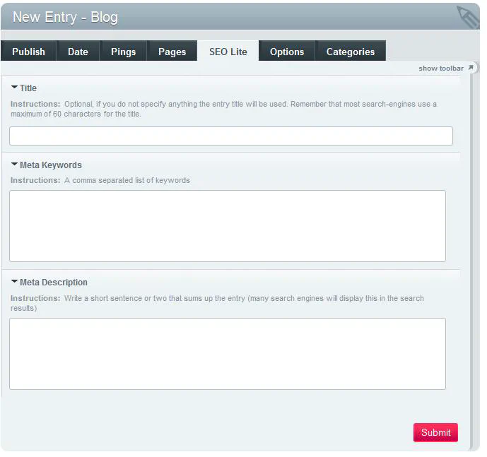 seolite publish tab